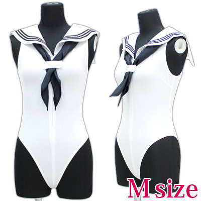 セーラーノースリーブレオタード 白 M